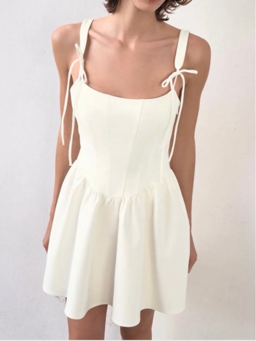 Zara White Corset Voluminous Mini Dress NWT M